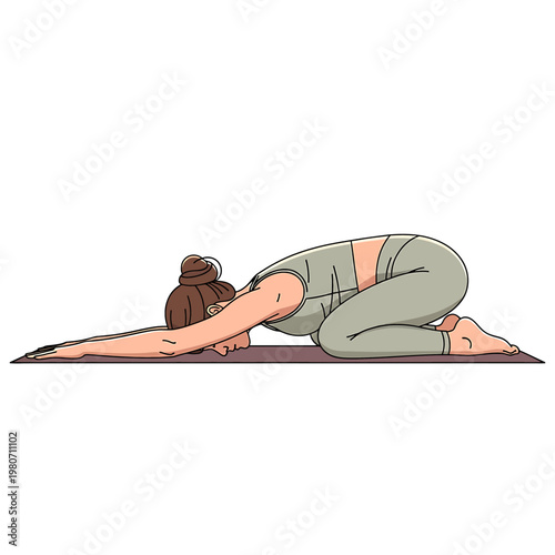 Woman in Childs Pose on Mat.