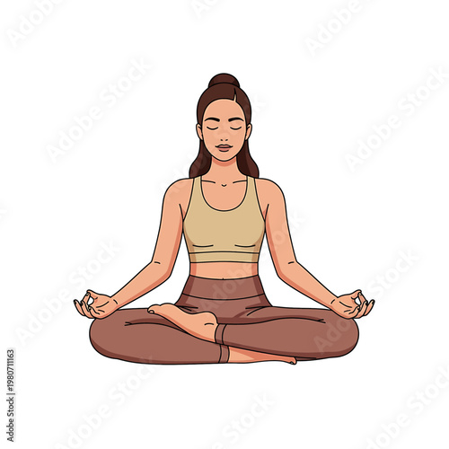 Woman in yoga meditation pose sitting 1.