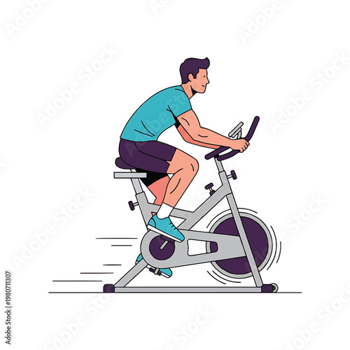 Man Riding Exercise Bike Indoors 3.