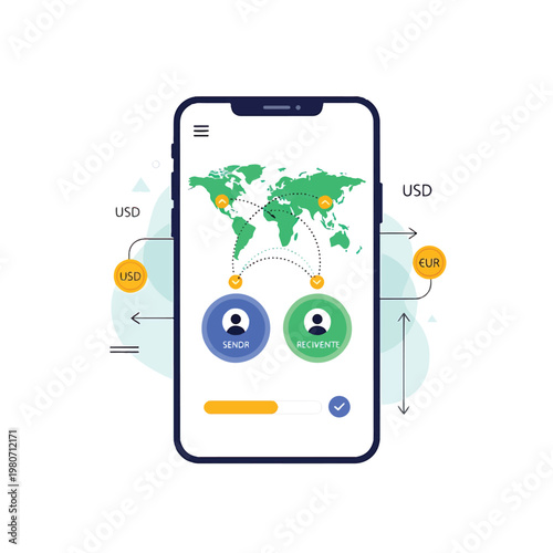 Smartphone with global money transfer interface.