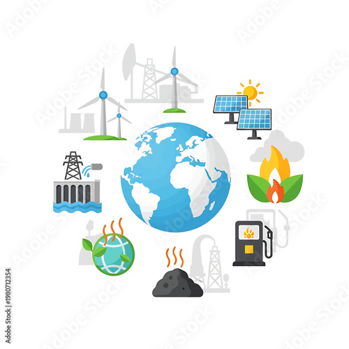 Earth with renewable energy sources around 2.