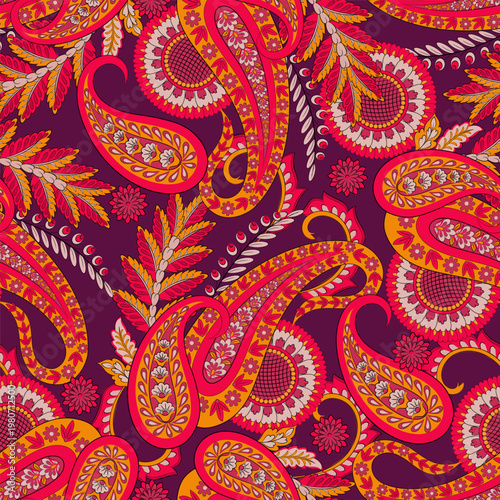 Vector textile print. Seamless Design for covers, fabrics, textiles, wrapping paper. Vector pattern Paisley Indian motifs and decorative floral elements