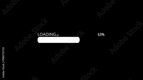 Simple loading bar animation with percentage indicator on a black background