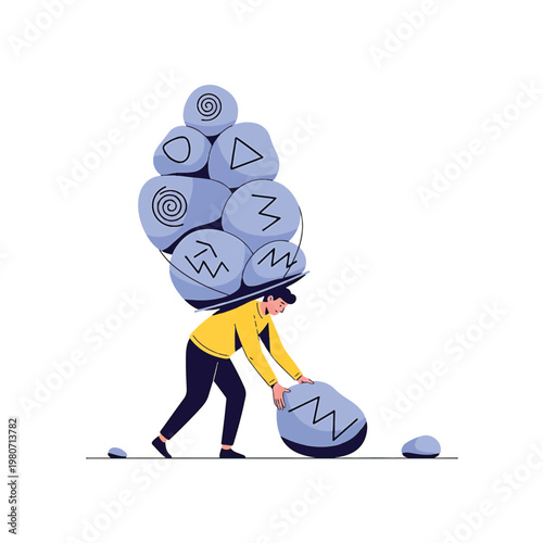 Man carrying heavy symbolic load.