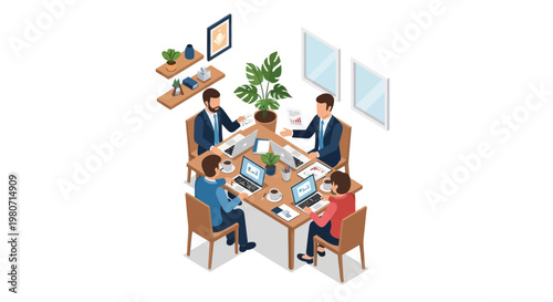 Business people sitting at meeting table.