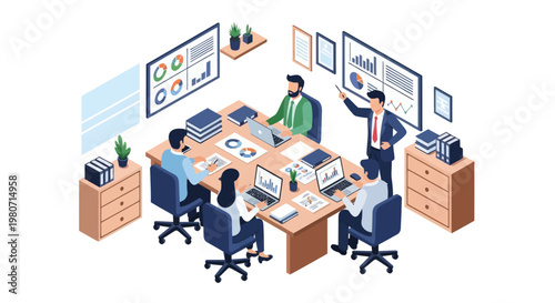 Business people working at office desk.