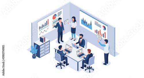 Business people working at office desk.