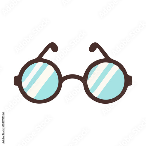 Round blue glasses icon illustration