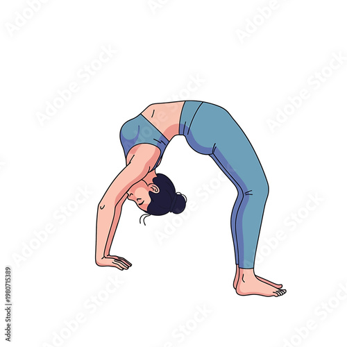 Woman in yoga wheel pose.