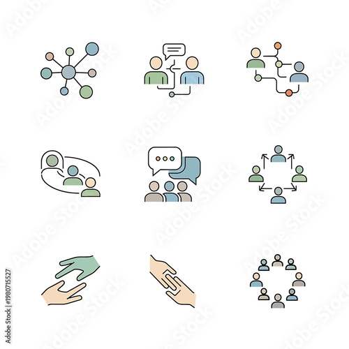 People communicating and teamwork icons.