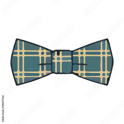 Plaid Bow Tie Vector Illustration