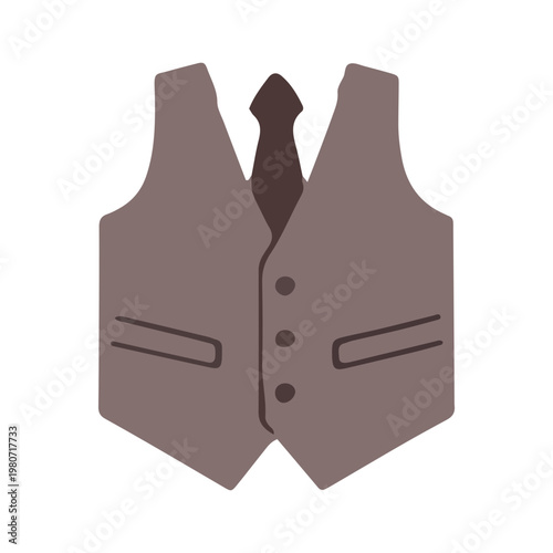 Brown Formal Vest With Tie