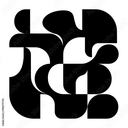 Black and white abstract shape design.