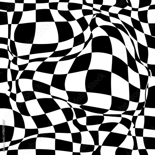 Black and white checkered fabric texture.