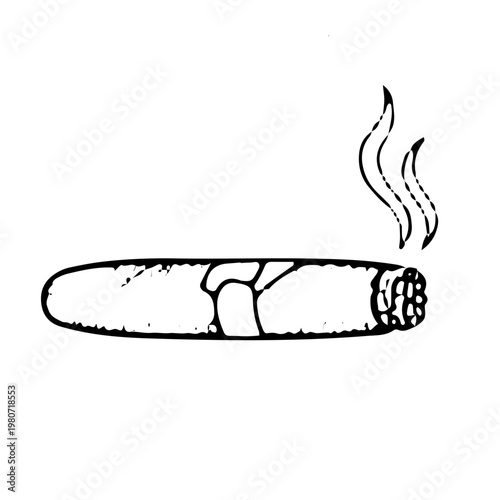 Smoking cigar line art illustration