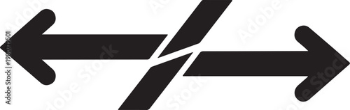 Black arrows pointing opposite directions with diagonal break