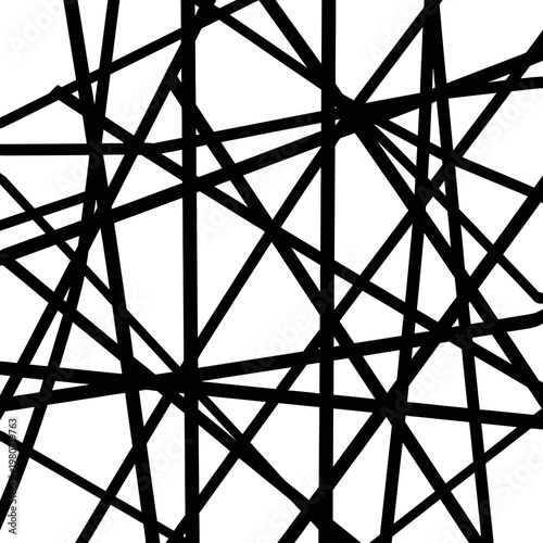 Black lines intersecting geometric shapes.