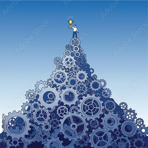 Innovative Business Strategy Concept with Gears and Leadership Symbolism