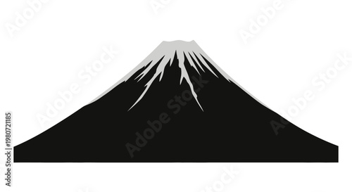 Iconic silhouette of Mount Fuji, Japan's tallest peak, with snow-capped summit, symbolizing nature and travel