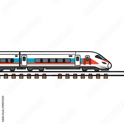 Modern High Speed Passenger Train Traveling on Elevated Rail Track