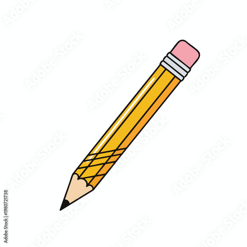 Close up of a Traditional Wooden Pencil with Pink Eraser for Creative Writing and Drawing