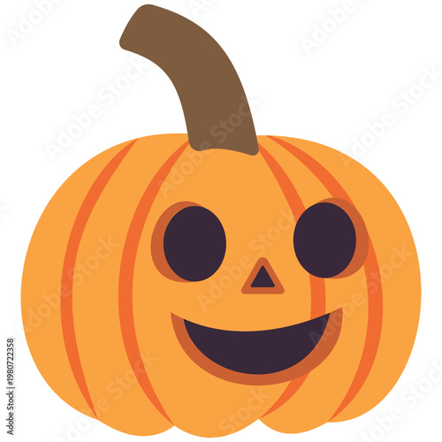 Happy Jack-o'-lantern pumpkin, Halloween decoration, spooky party accessory, festive holiday icon.