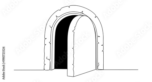 Old stone archway entrance door.