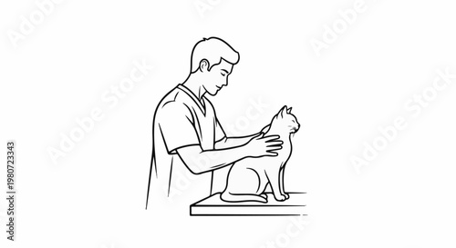 A veterinarian examines a cat, showing care and compassion