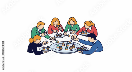 People at a table enjoying various appetizers and drinks