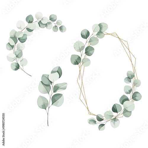 Elegant Green Eucalyptus and Gold Jewelry for Fashion and Home Decor