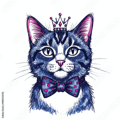 Charming Cat Portrait with Elegant Accessories for Home Decor and Art