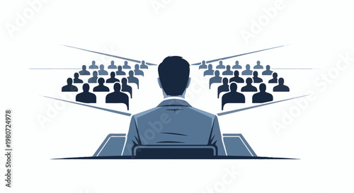 Speaker addressing an audience in a conference hall