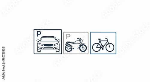 Icons represent parking for cars, motorcycles, and bicycles