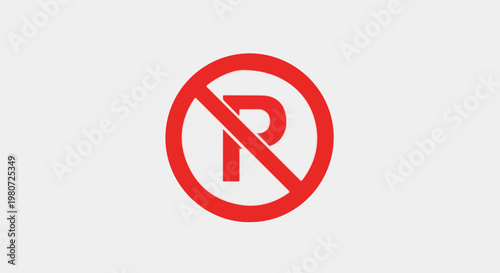 Free Download Red circle with a diagonal line and a large P symbol on white background - GFXLoad