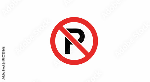 Red circle with diagonal line over black letter P on white background