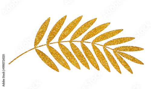 Fotografía Decorative gold glitter leaf branch