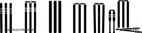 Cricket stumps and bail silhouette essential equipment for the sport