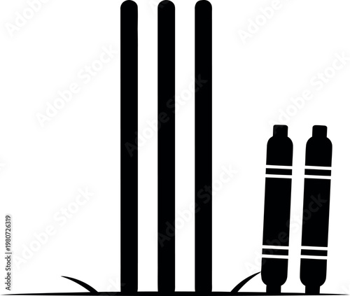 Cricket stumps and bail silhouette essential equipment for the sport