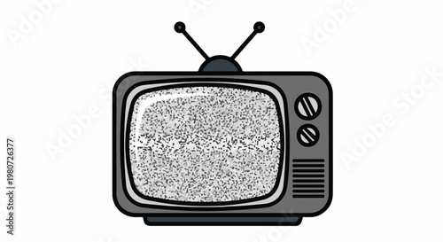Vintage television set with static screen and antennae