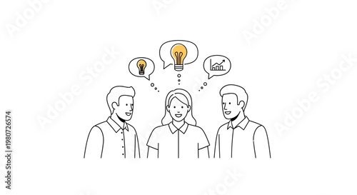 Business people brainstorming, teamwork and collaboration, creative ideas, lightbulb moment, discussion and planning