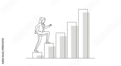 Business growth, success, and progress concept, climbing stairs to success, career advancement, professional development