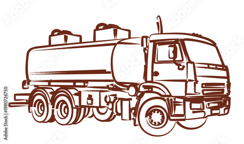 Sketch of a big fuel truck.