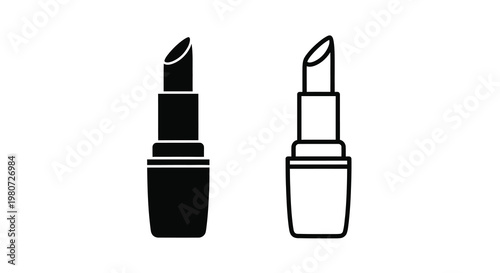 Two minimalist depictions of lipstick tubes one solid black and one outlined