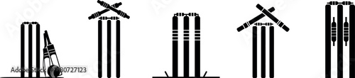 Cricket stumps and bail silhouette essential equipment for the sport