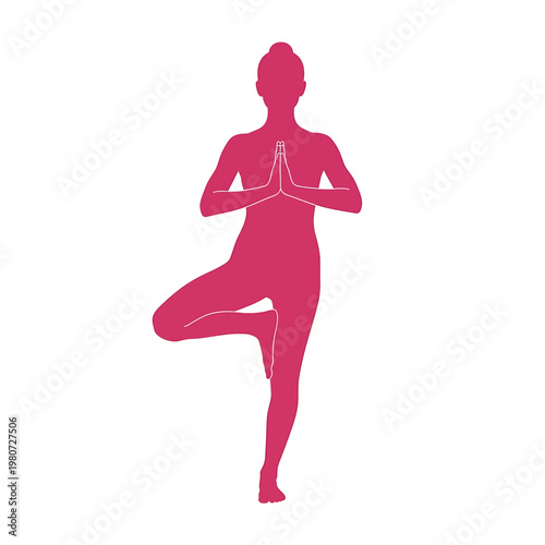 Woman in Yoga Tree Pose.
