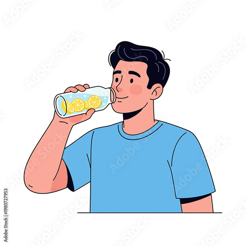 Man drinking from a bottle.