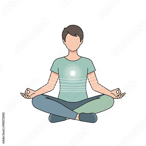 Person meditating in lotus position.