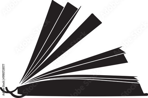Black open book with pages fanned out white
