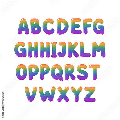 Multicolored Rainbow Alphabet Letters Typography.