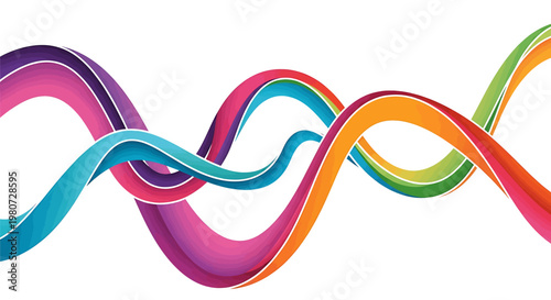 Colorful ribbon waves abstract design element.